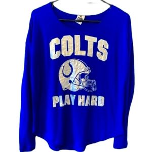 VS VICTORIA SECRET PINK COLTS OFF SHOULDER LIGHTWEIGHT OVERSIZED TOP FOIL BLING